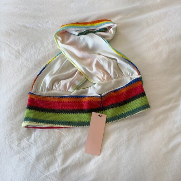 NWT MICAS Multicolored Crossover Cropped Top Size M - Picture 5 of 6